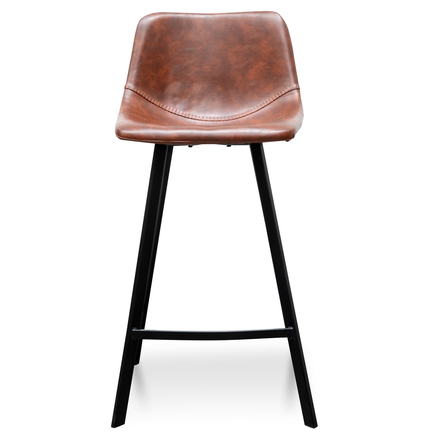 Set Of 2 - Duke 65cm Bar Stool - Cinnamon Brown PU Leather