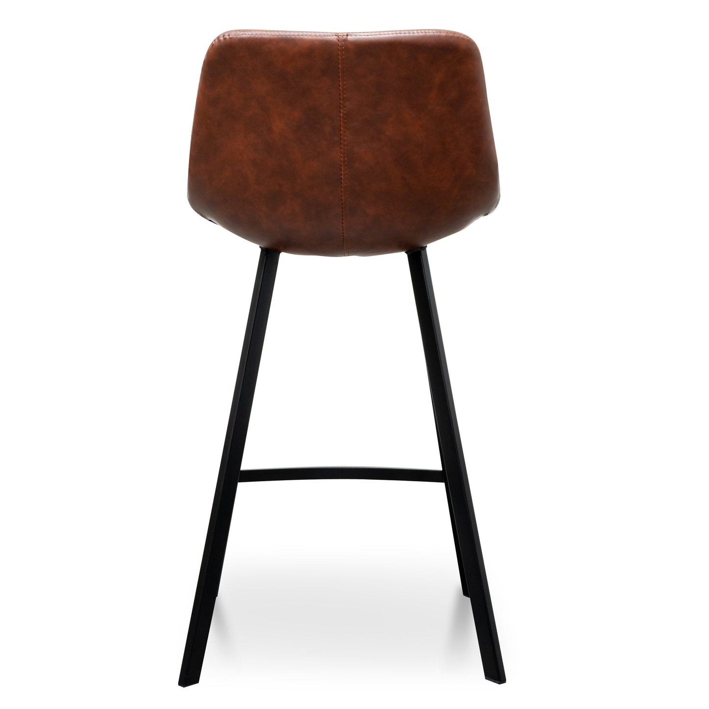 Set Of 2 - Duke 65cm Bar Stool - Cinnamon Brown PU Leather
