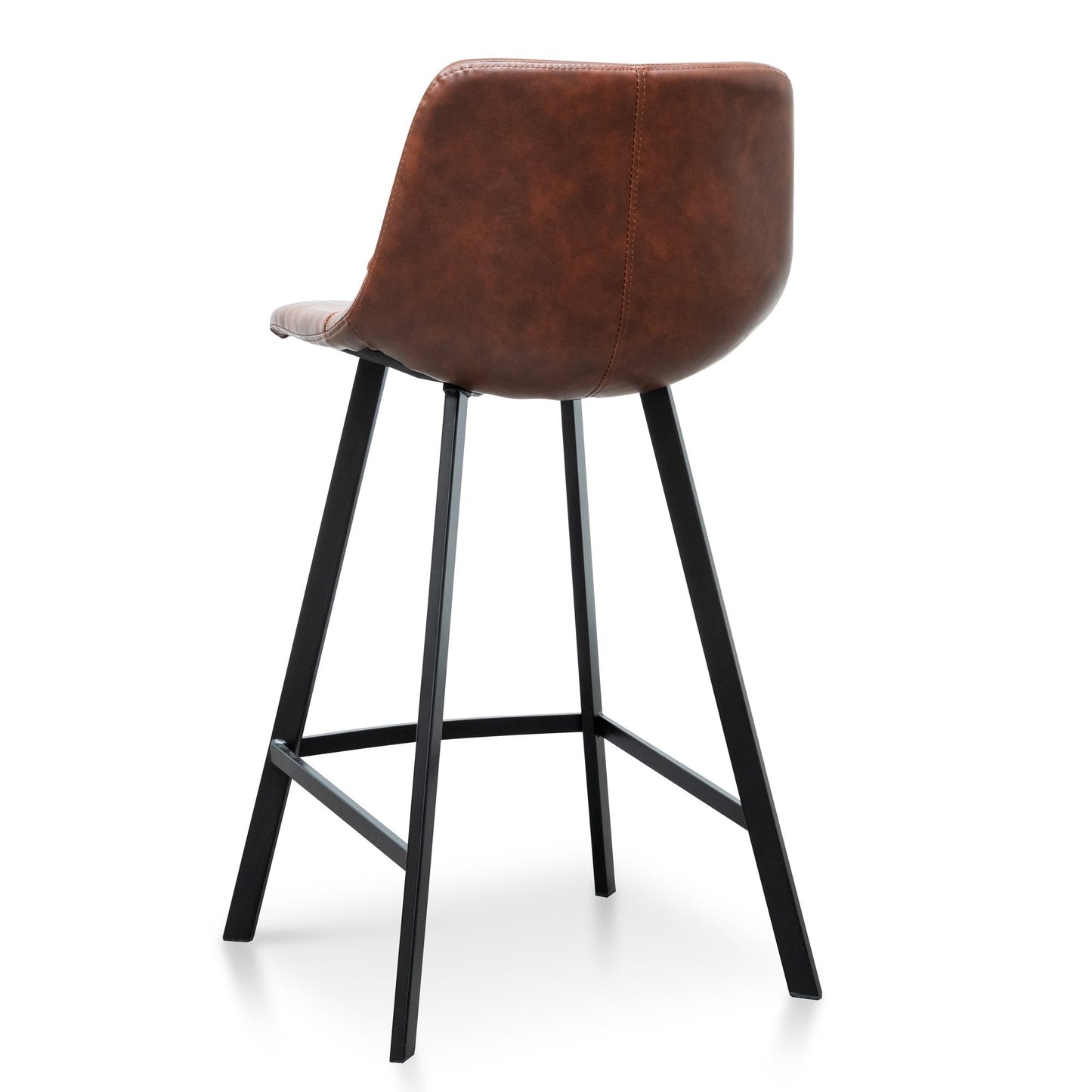 Set Of 2 - Duke 65cm Bar Stool - Cinnamon Brown PU Leather