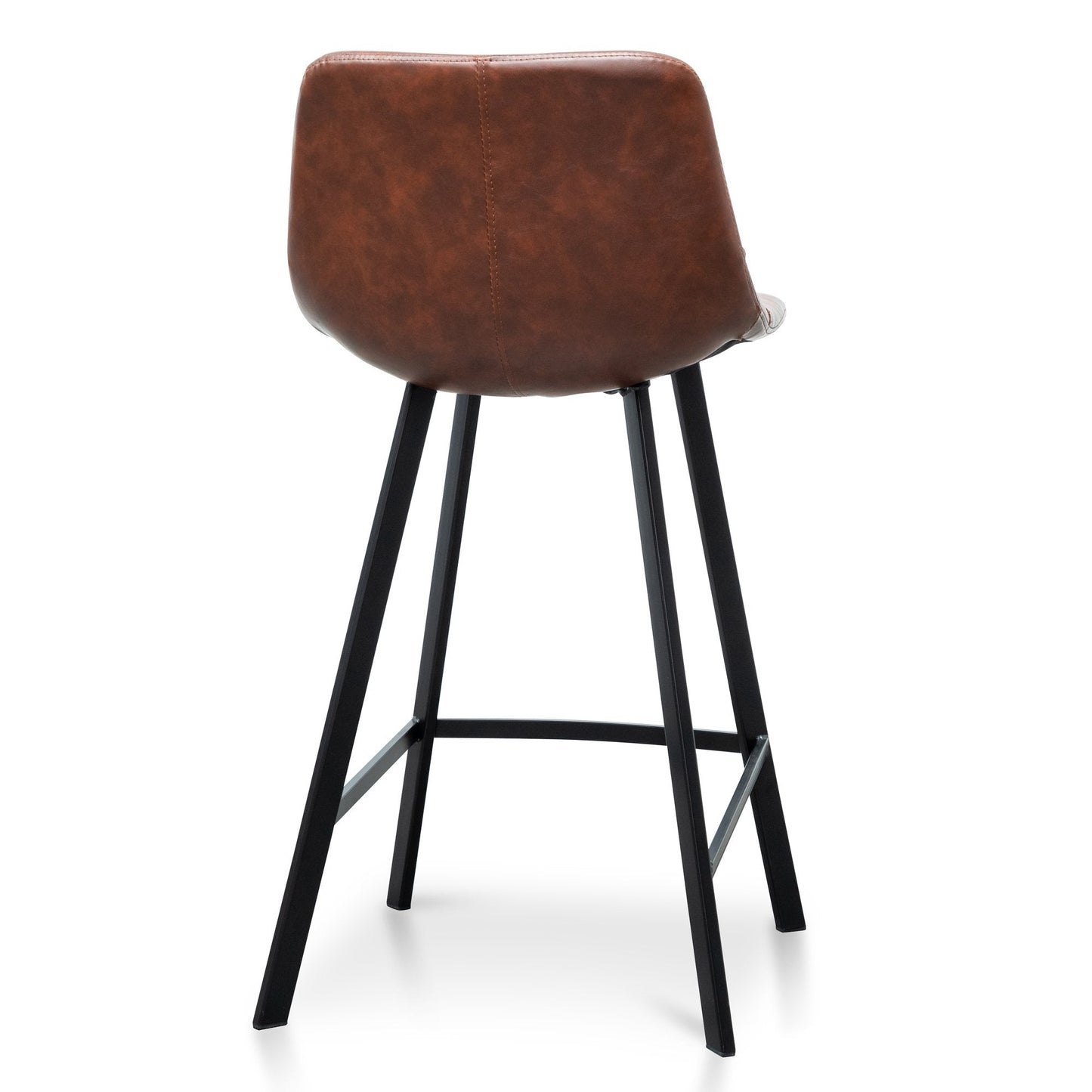 Set Of 2 - Duke 65cm Bar Stool - Cinnamon Brown PU Leather