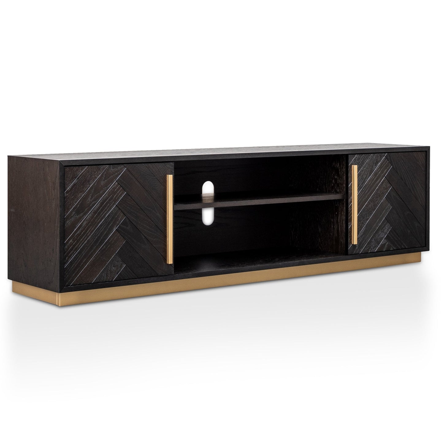 Entertainment TV Unit - Black and Brass