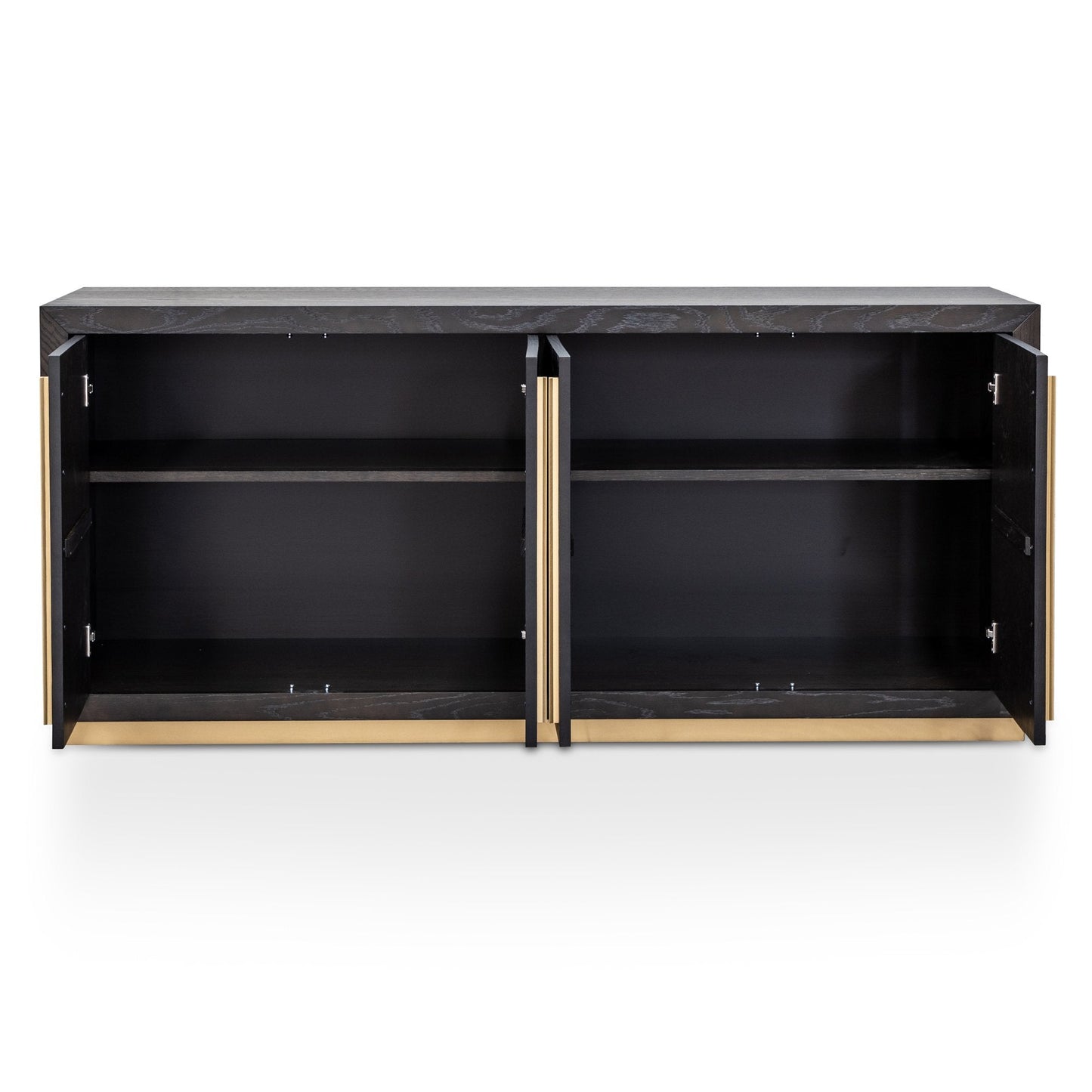 Wide 180cm Wooden Sideboard - Peppercorn and Brass