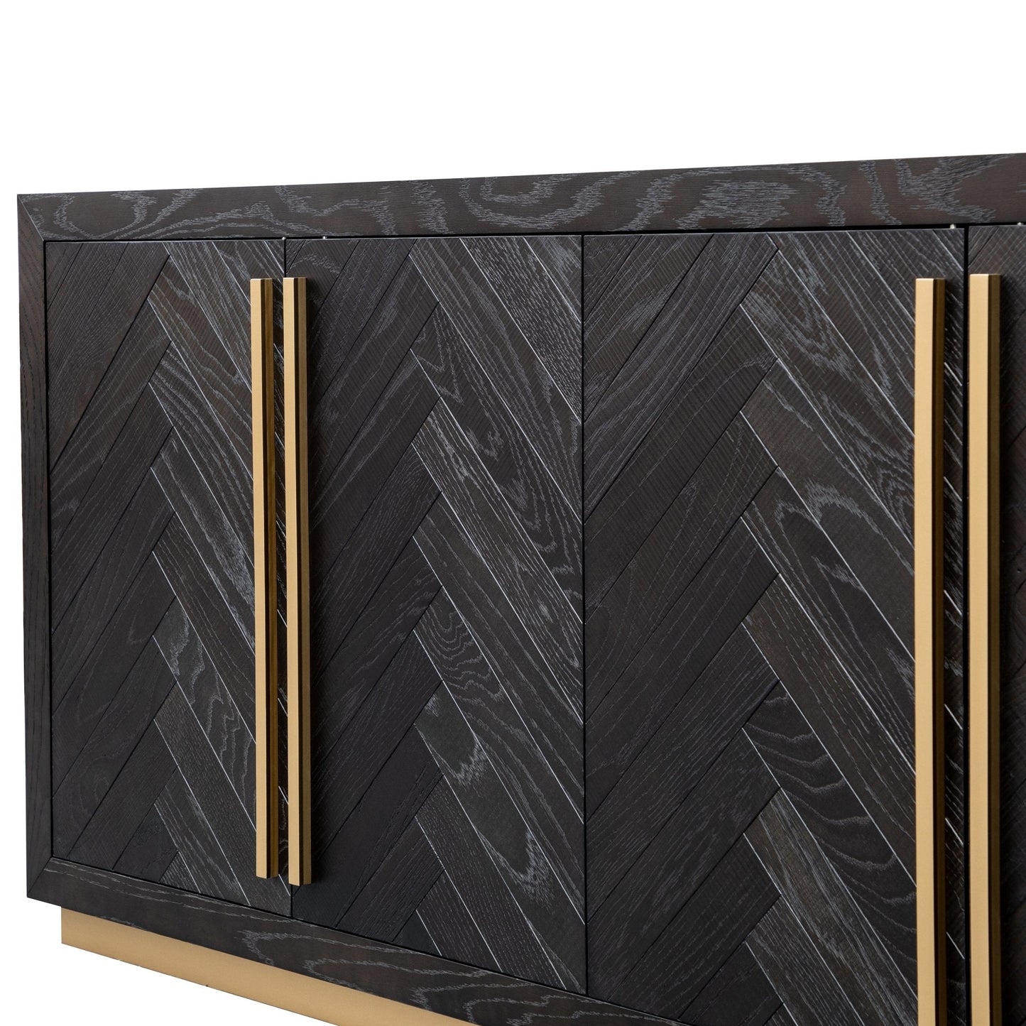 Wide 180cm Wooden Sideboard - Peppercorn and Brass