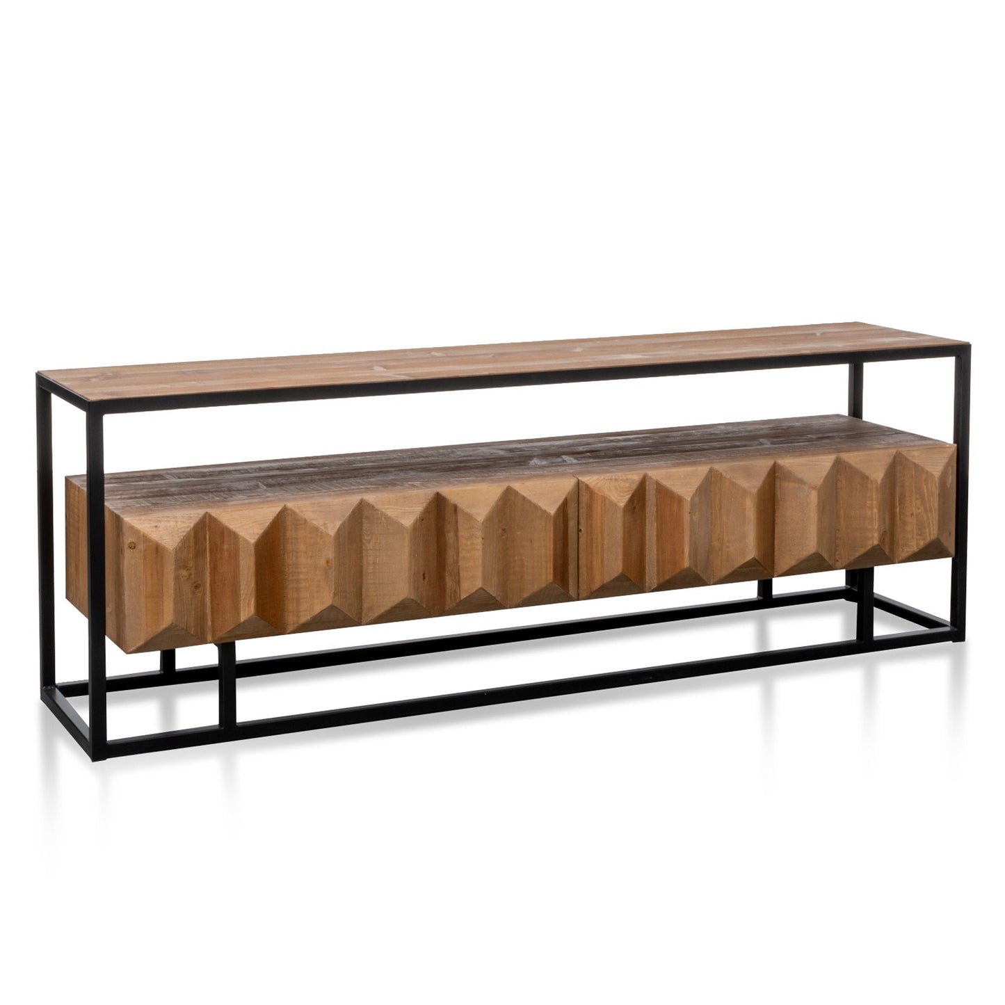 1.8m Entertainment TV Unit - Natural with Black Frame