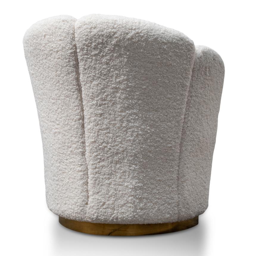 Lounge Chair - White synthetic wool Fabric with Brass Gold Base