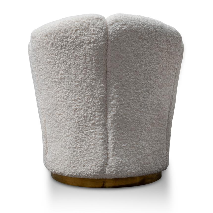 Lounge Chair - White synthetic wool Fabric with Brass Gold Base