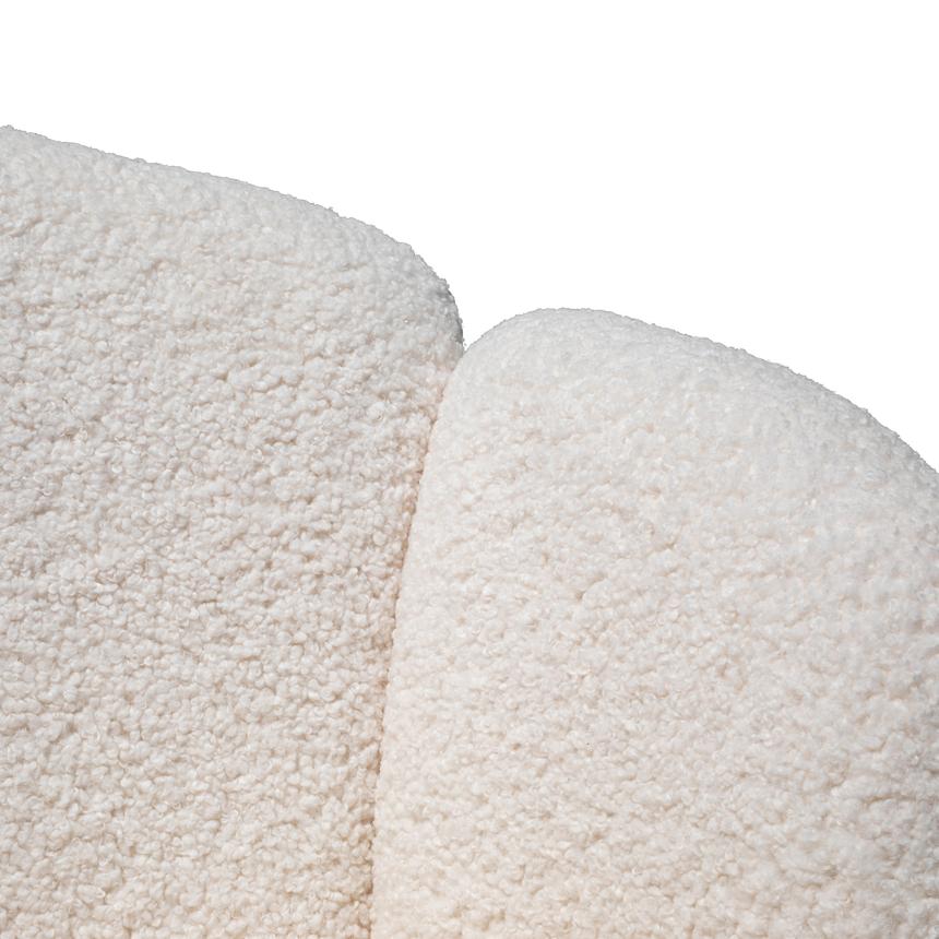 Lounge Chair - White synthetic wool Fabric with Brass Gold Base