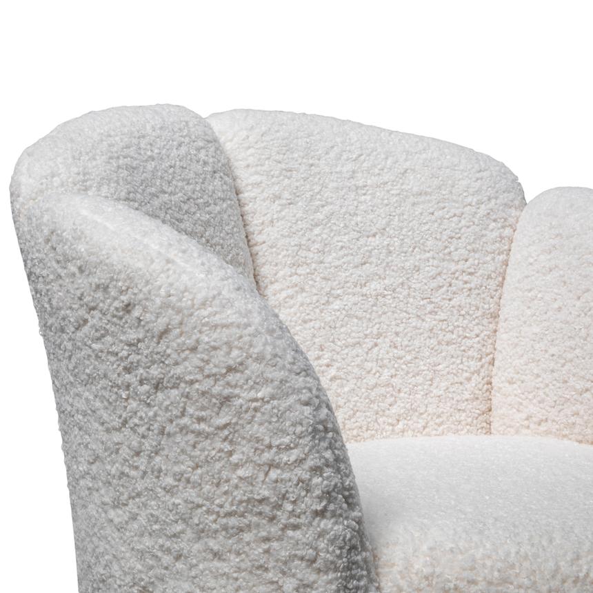 Lounge Chair - White synthetic wool Fabric with Brass Gold Base