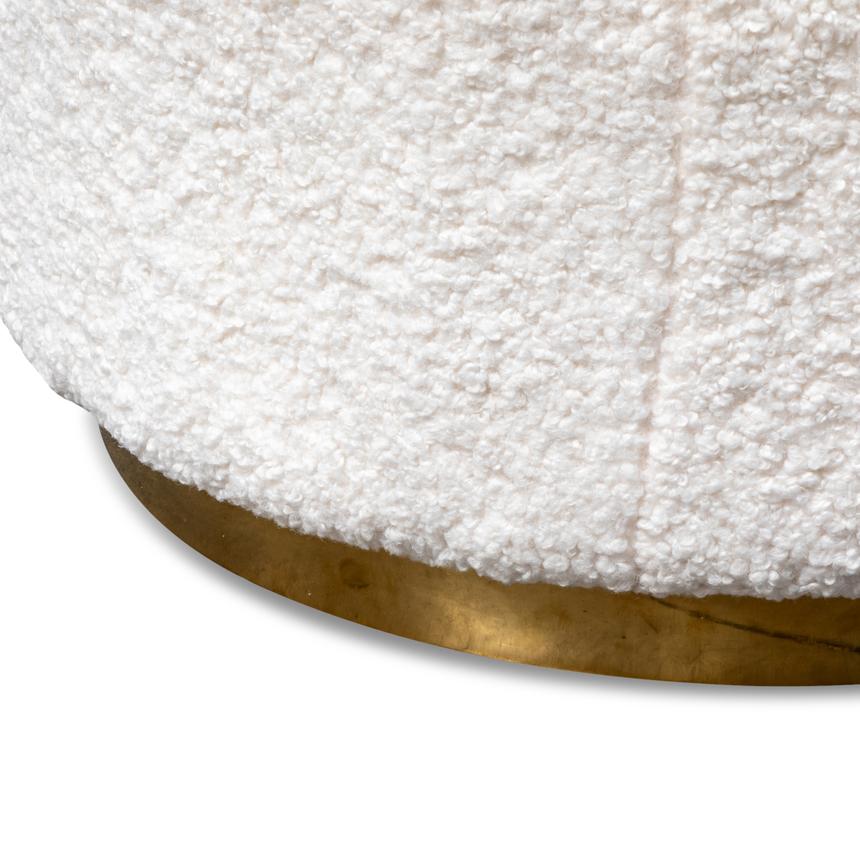 Lounge Chair - White synthetic wool Fabric with Brass Gold Base