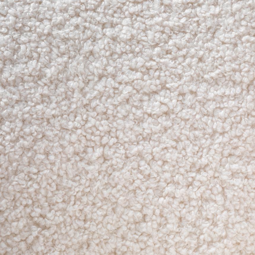 Lounge Chair - White synthetic wool Fabric with Brass Gold Base