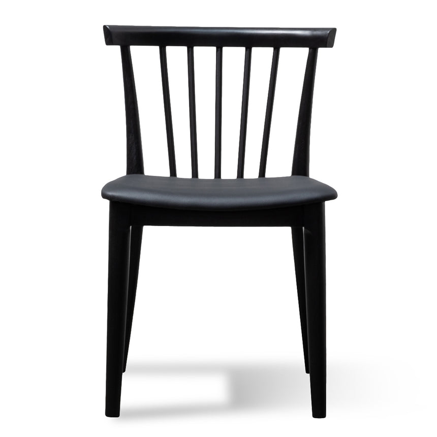 Dining chair - Solid timber and Black PU(Set of 2)