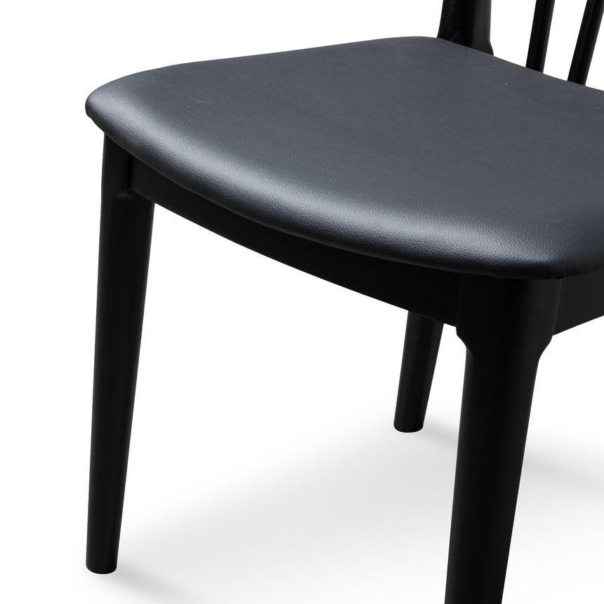 Dining chair - Solid timber and Black PU(Set of 2)