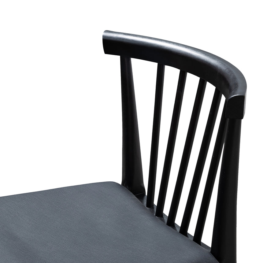 Dining chair - Solid timber and Black PU(Set of 2)