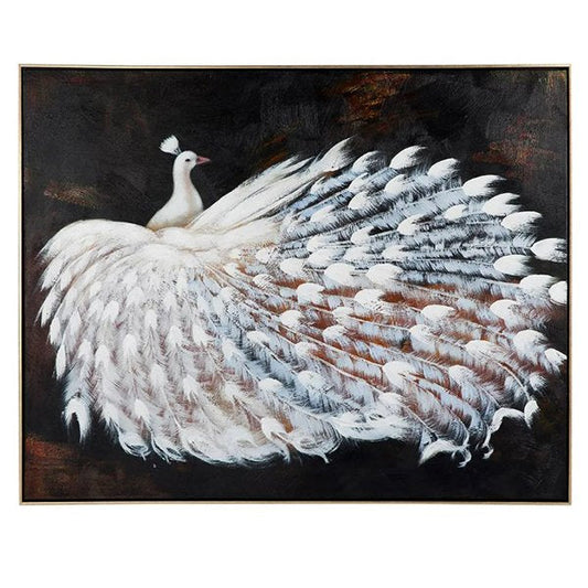 Le Grande Peacock Oil On Canvas Painting