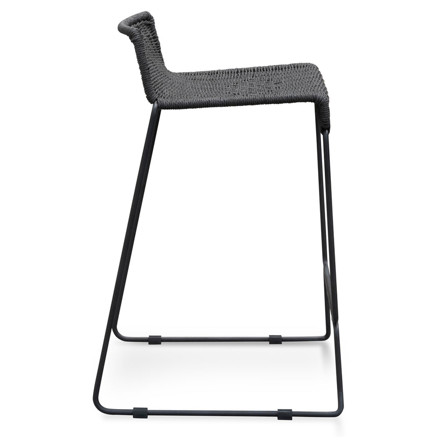 65cm Bar Stool - Black Cord Seat - Black Frame