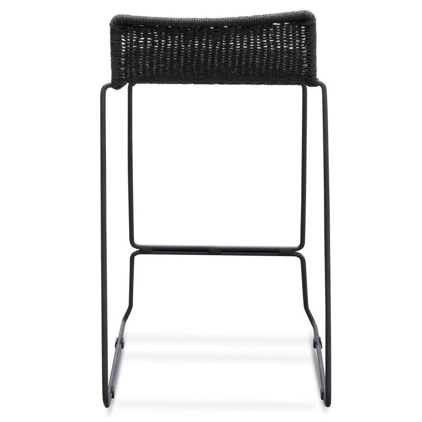 65cm Bar Stool - Black Cord Seat - Black Frame