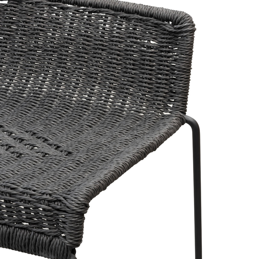 65cm Bar Stool - Black Cord Seat - Black Frame