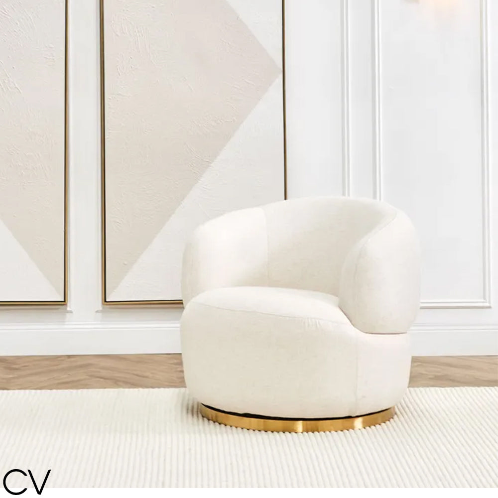 Tubby Swivel Arm Chair - Natural Linen