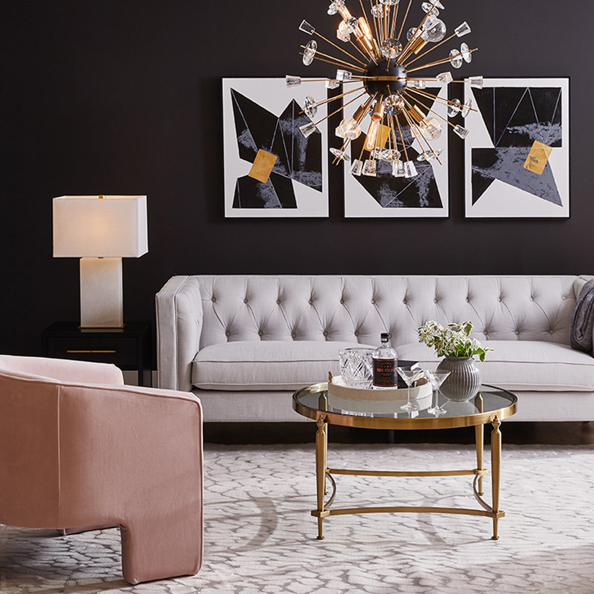 Jak Glass Coffee Table - Gold