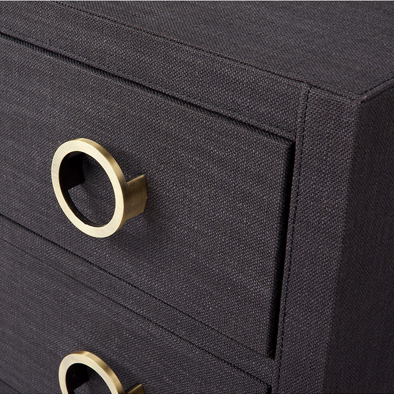 Astley Upholstered Bedside Table - Charcoal