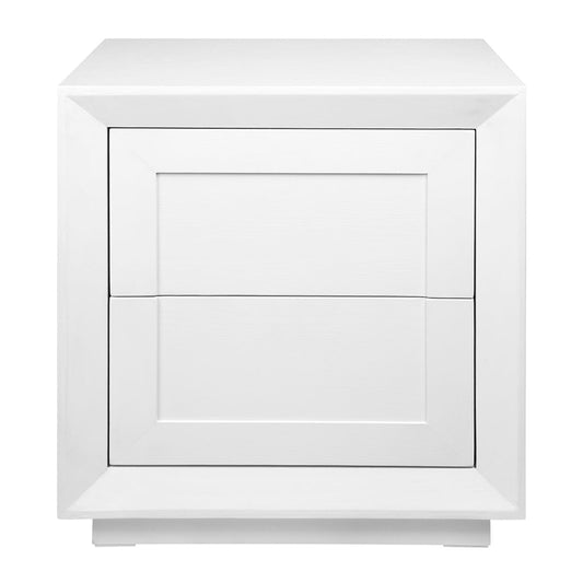 Balmain Oak Tall Bedside Table - White