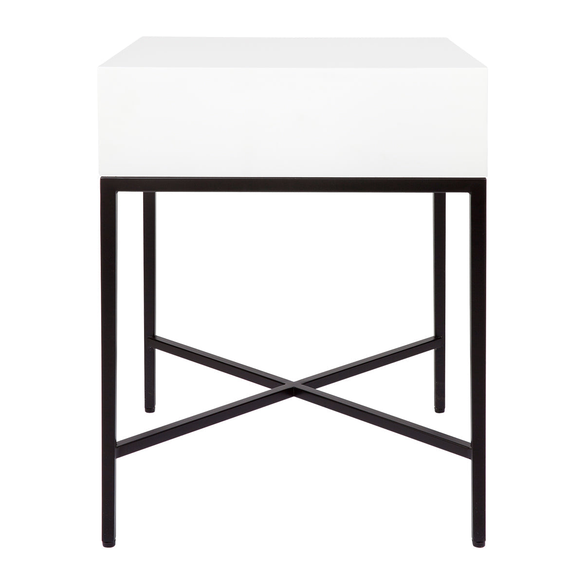 Nessa White Bedside Table - Black