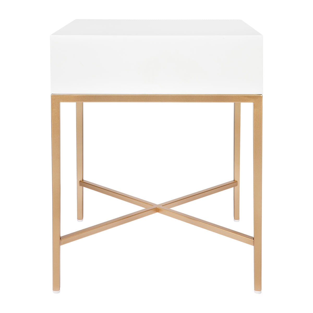 Nessa White Bedside Table - Gold