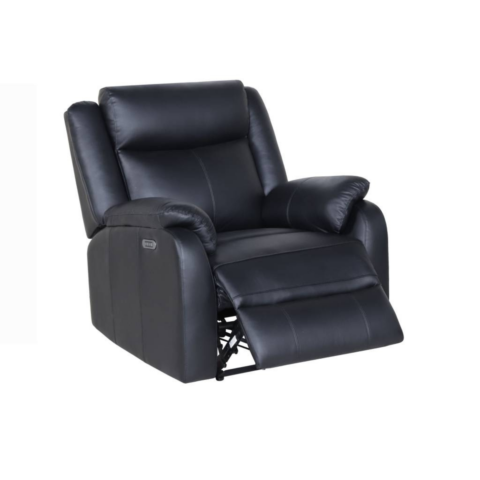 Serian Leather Electric Recliner Chair with USB Port - Black