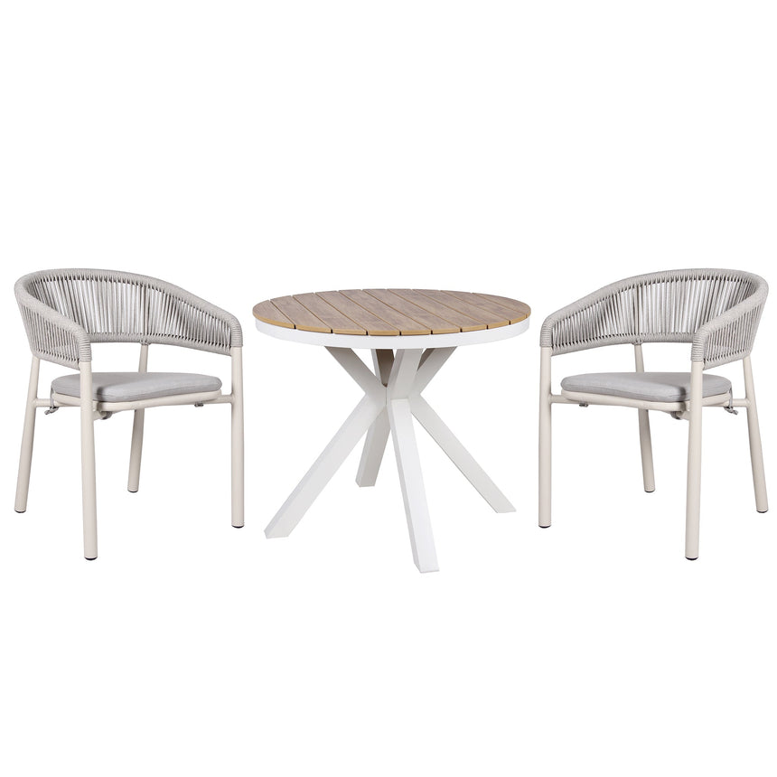 90cm Round Sand White Outdoor Dining Table - Natural