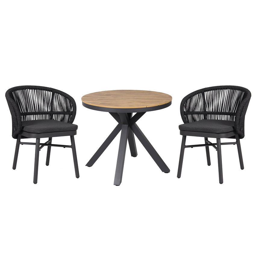 90cm Round Charcoal Outdoor Dining Table - Natural