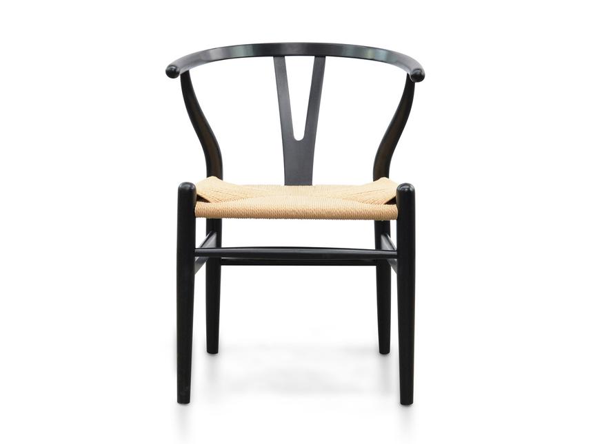 Dining Chair - Black - Natural Seat(Set of 2)