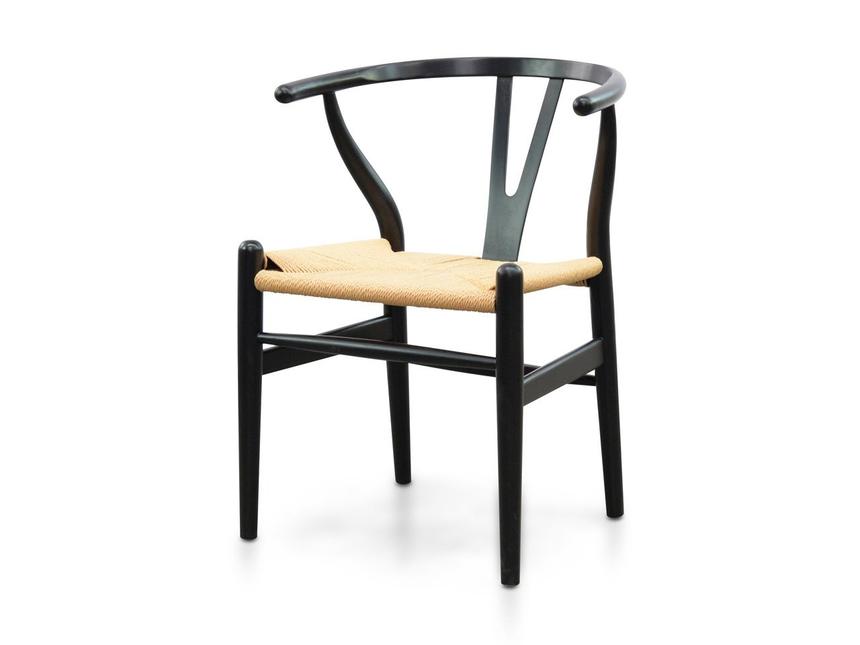 Dining Chair - Black - Natural Seat(Set of 2)