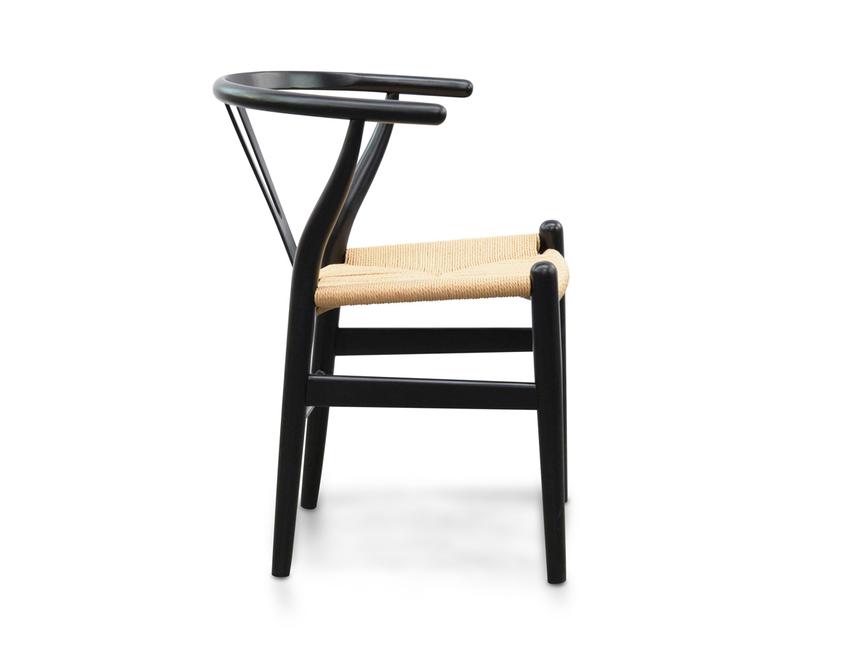 Dining Chair - Black - Natural Seat(Set of 2)