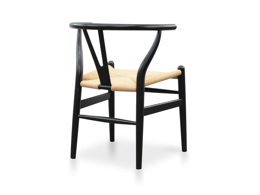 Dining Chair - Black - Natural Seat(Set of 2)