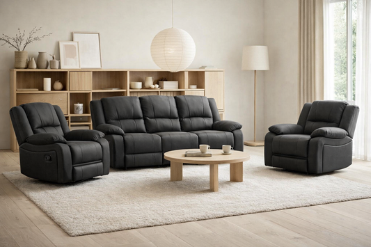 Captain Fabric Manual Recliner Suite 3 Piece Sofa Set