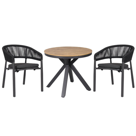 90cm Round Charcoal Outdoor Dining Table - Natural