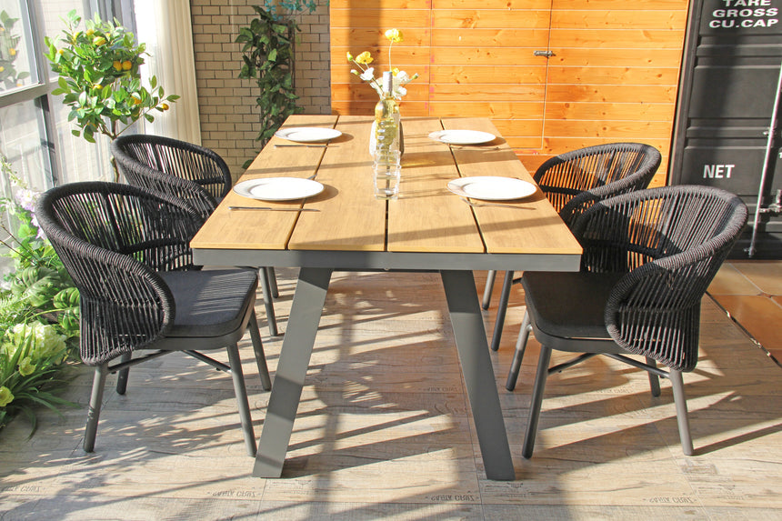 1.8m Charcoal Outdoor Dining Table - Natural