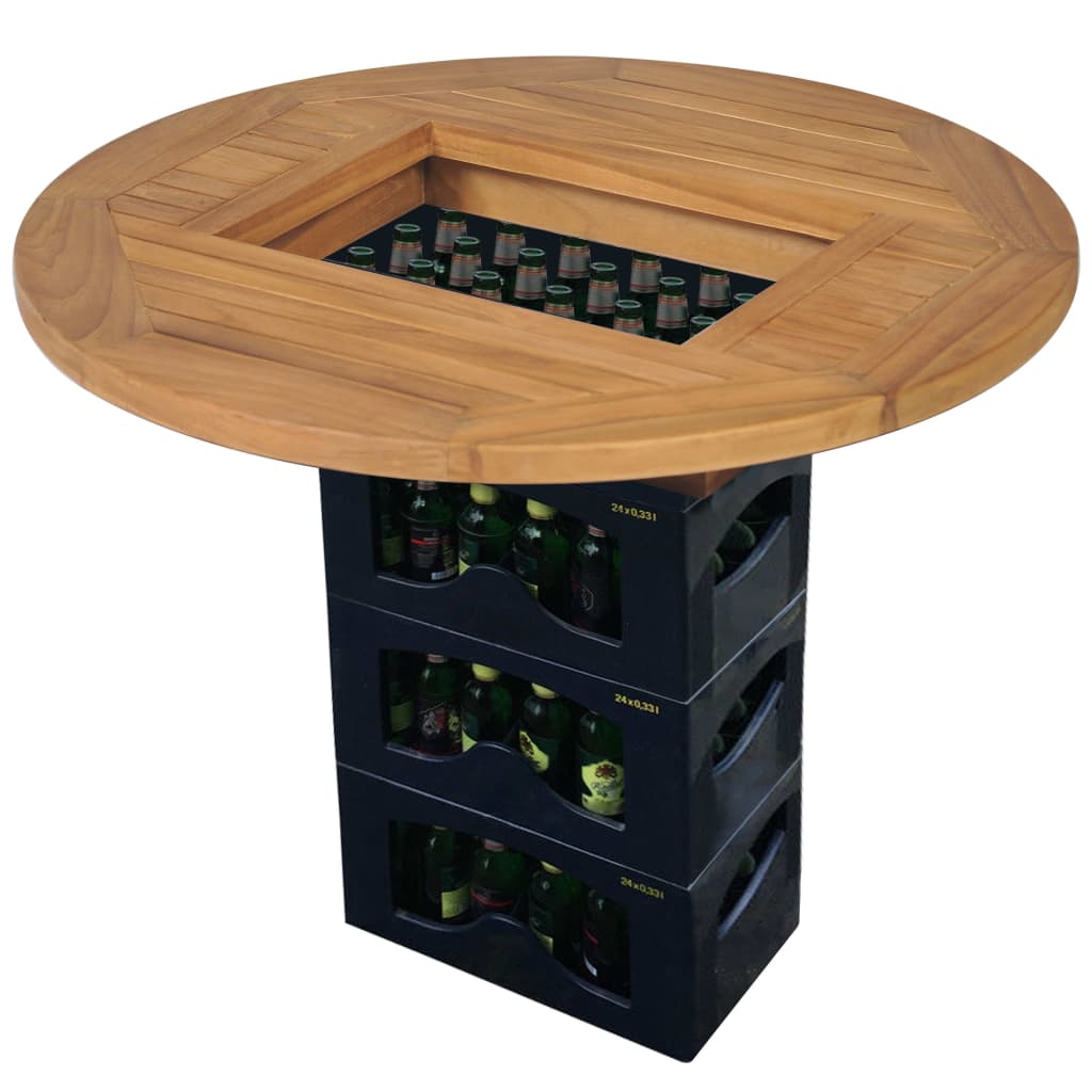Beer Crate Tabletop Teak 70 Cm
