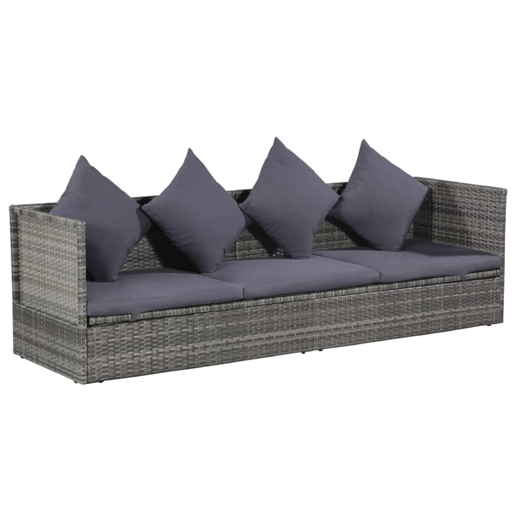 Garden Bed With Cushion And Pillow Poly Rattan