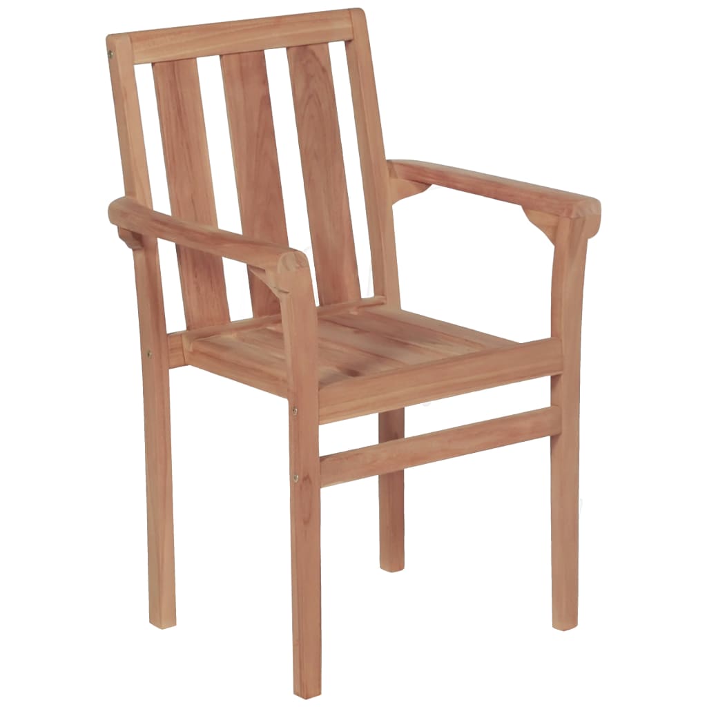 Stacking Garden Chairs 2 Pcs Solid Teak Wood
