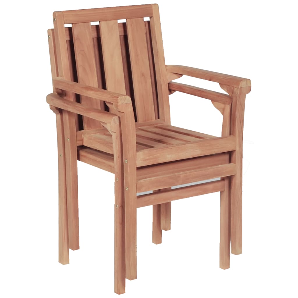 Stacking Garden Chairs 2 Pcs Solid Teak Wood