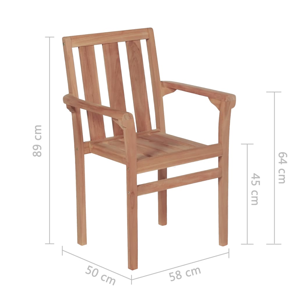 Stacking Garden Chairs 2 Pcs Solid Teak Wood