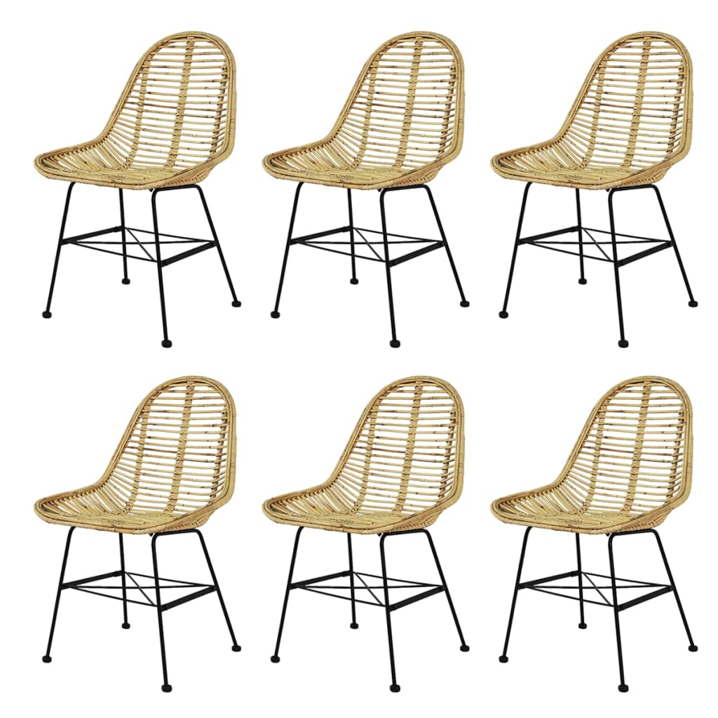 Dining Chairs 2 Pcs Natural Rattan