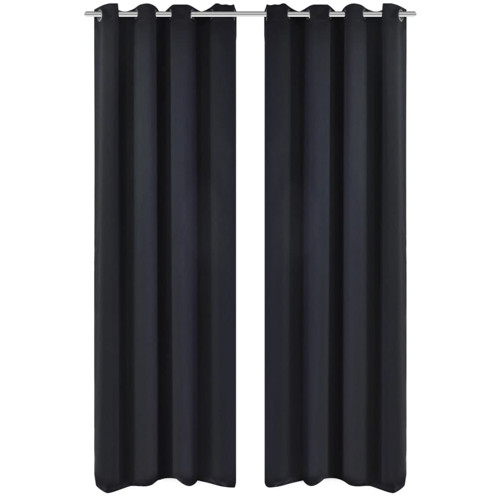 2 Pcs Blackout Curtains With Metal Rings