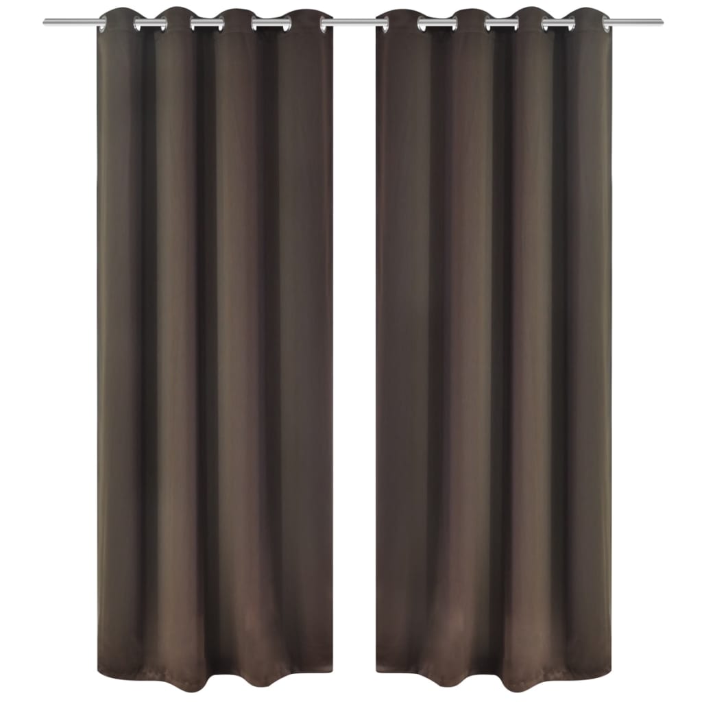 2 Pcs Blackout Curtains With Metal Rings