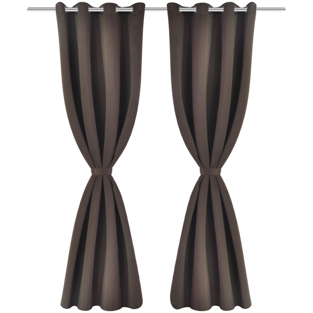 2 Pcs Blackout Curtains With Metal Rings