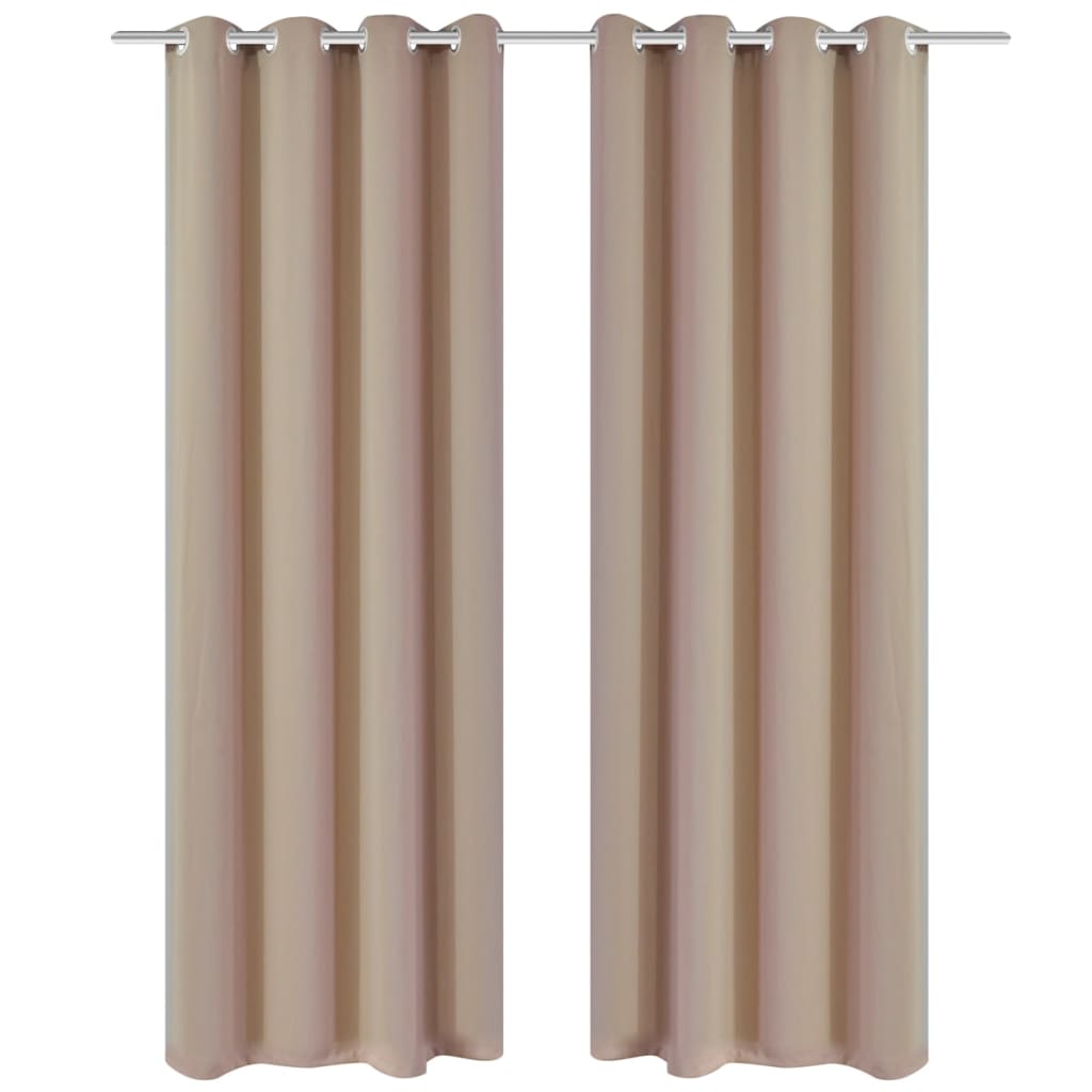 2 Pcs Blackout Curtains With Metal Rings