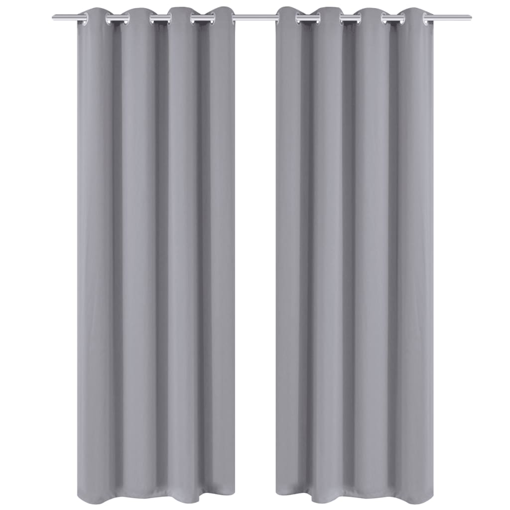 2 Pcs Blackout Curtains With Metal Rings