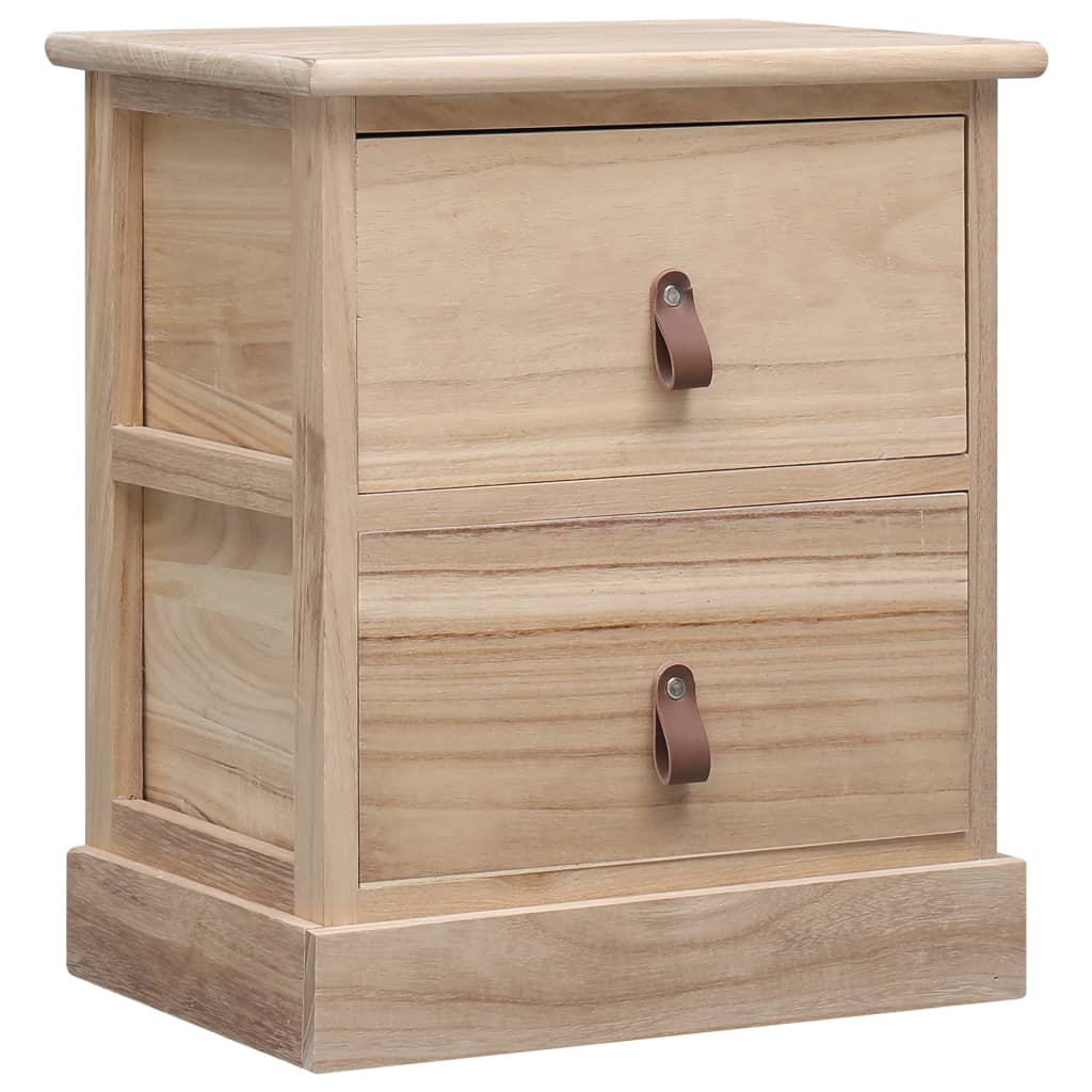 Nightstands 2 Pcs White And Natural 38X28X45 Cm Paulownia Wood