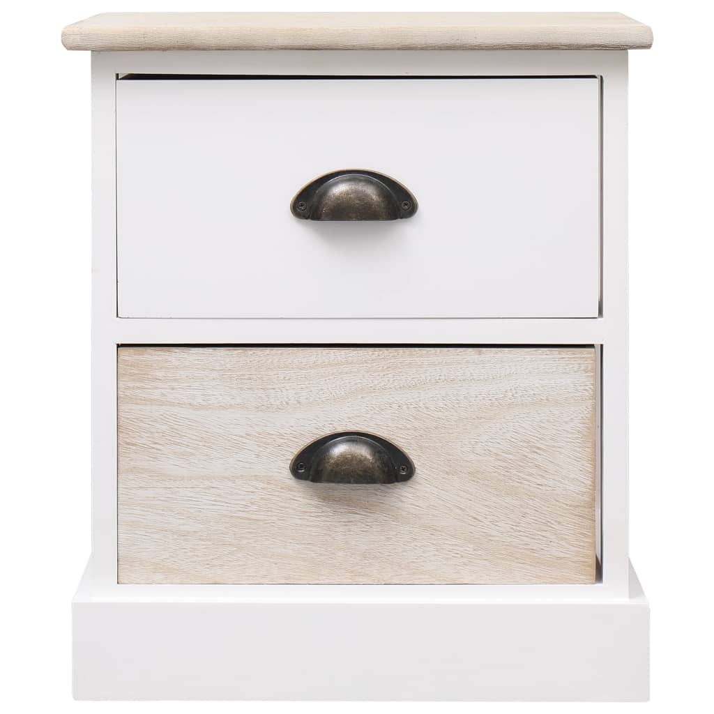 Nightstands 2 Pcs White And Natural 38X28X45 Cm Paulownia Wood